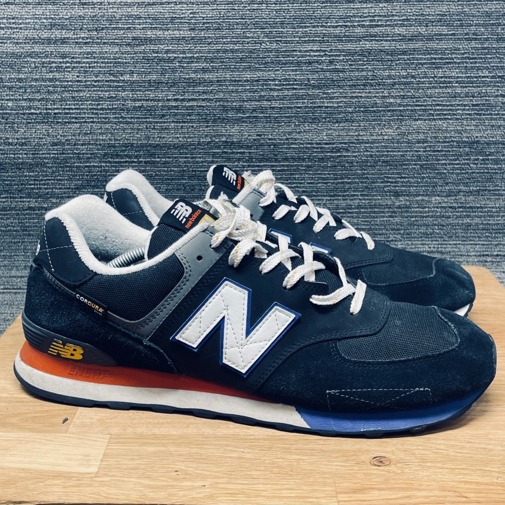 New Balance 574 Running Shoe Men 13 Black Cordura Suede Low Top ML574HI2 Sneaker